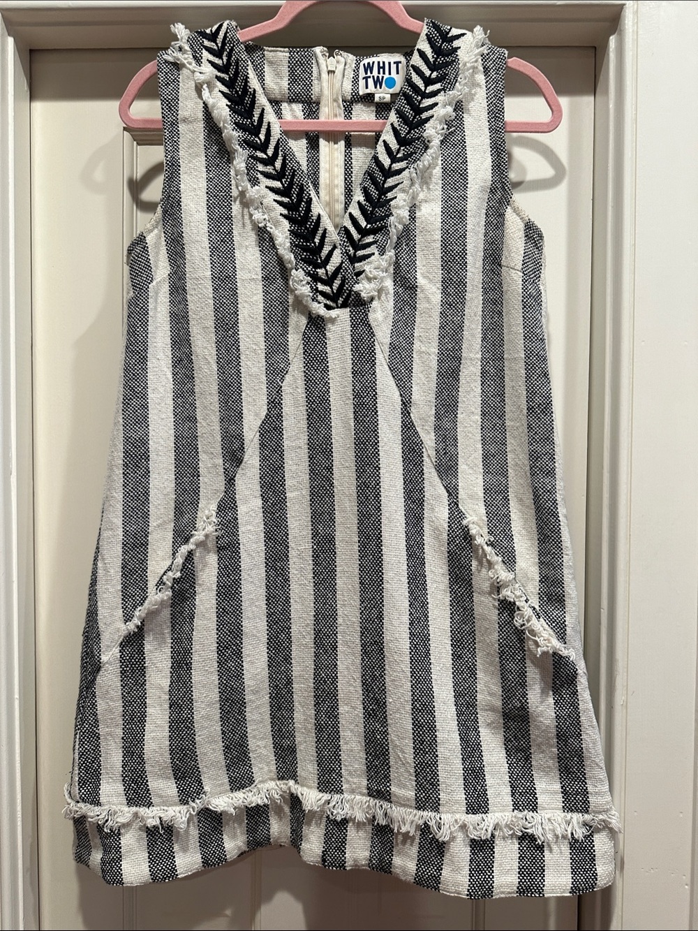 Fringe Embroidered V-Neck Dress